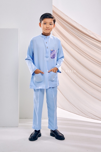 Baju Melayu Batik Kids in Baby Blue